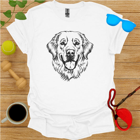Graphic Tee with Dog Illustration Design Short Sleeve Shirt
