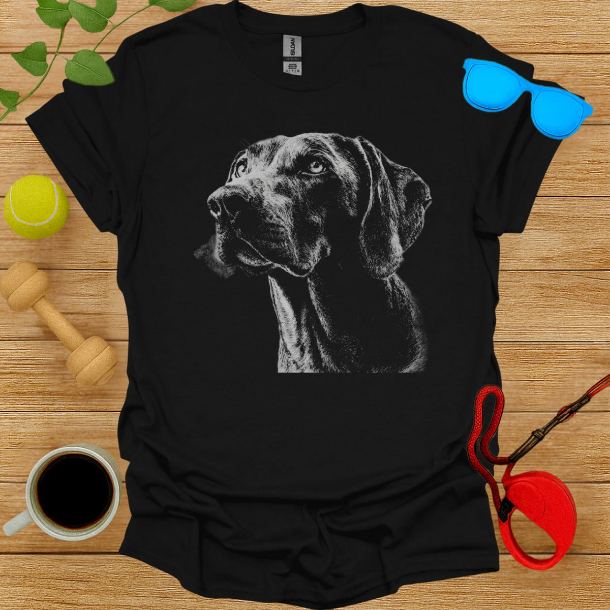 Black T-shirt with Detailed Dog Graphic Print
