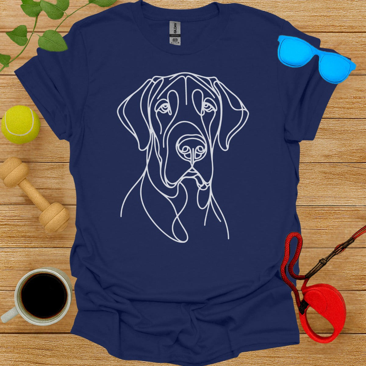 Graphic Tee with Intricate Dog Line Drawing Design