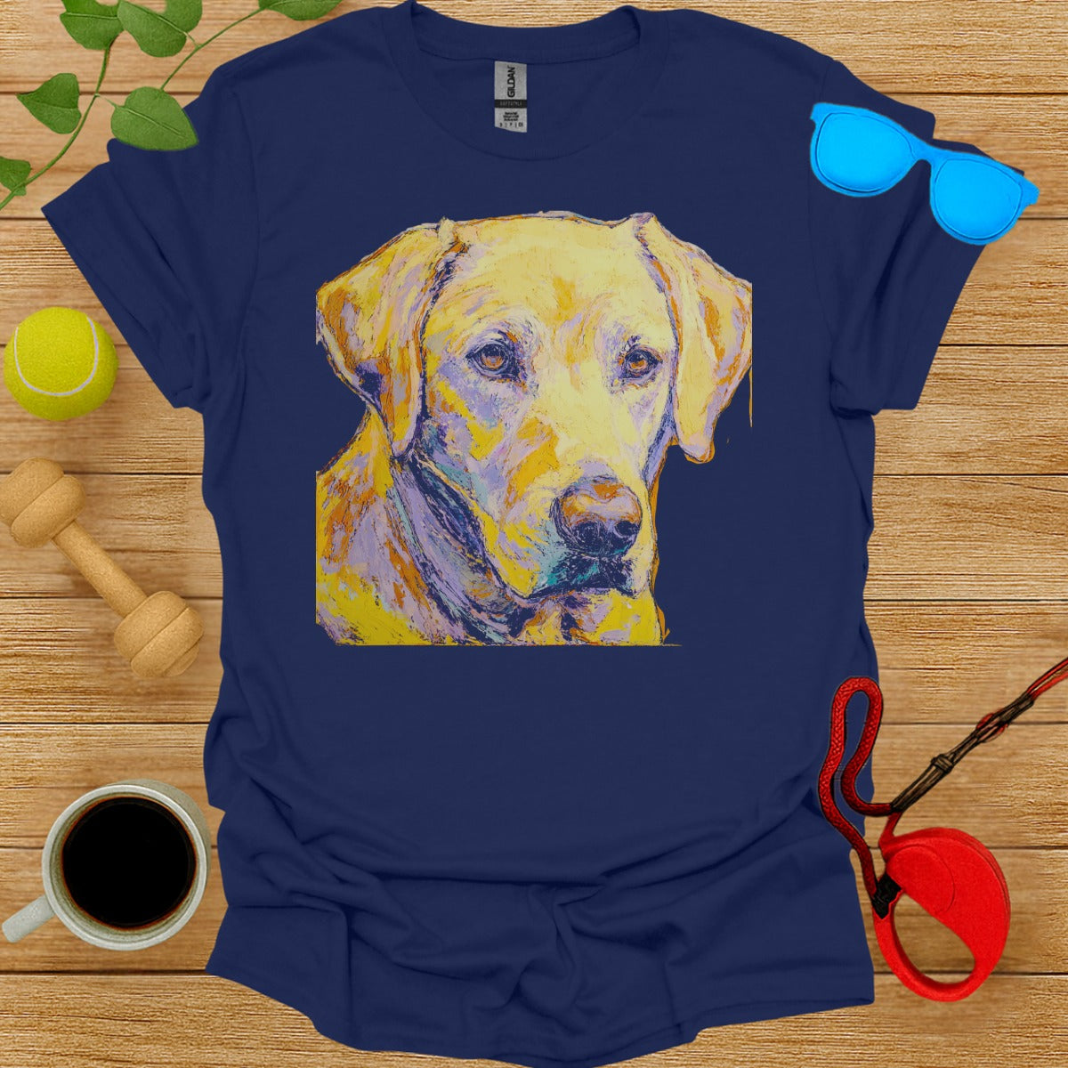 Artistic Dog Portrait Graphic Printed Short Sleeve Shirt
