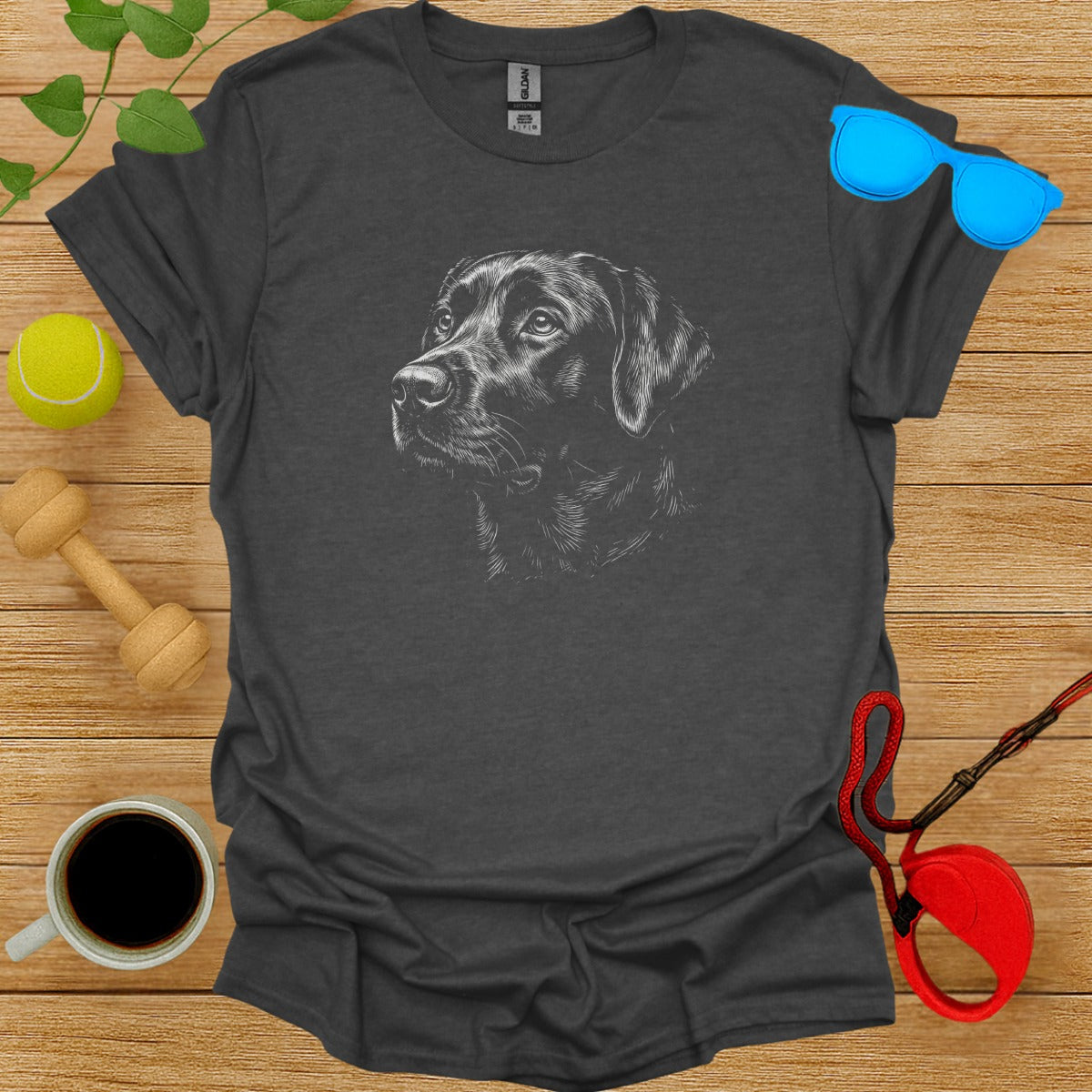 Labrador Dog Graphic Charcoal T-Shirt Perfect for Dog Lovers