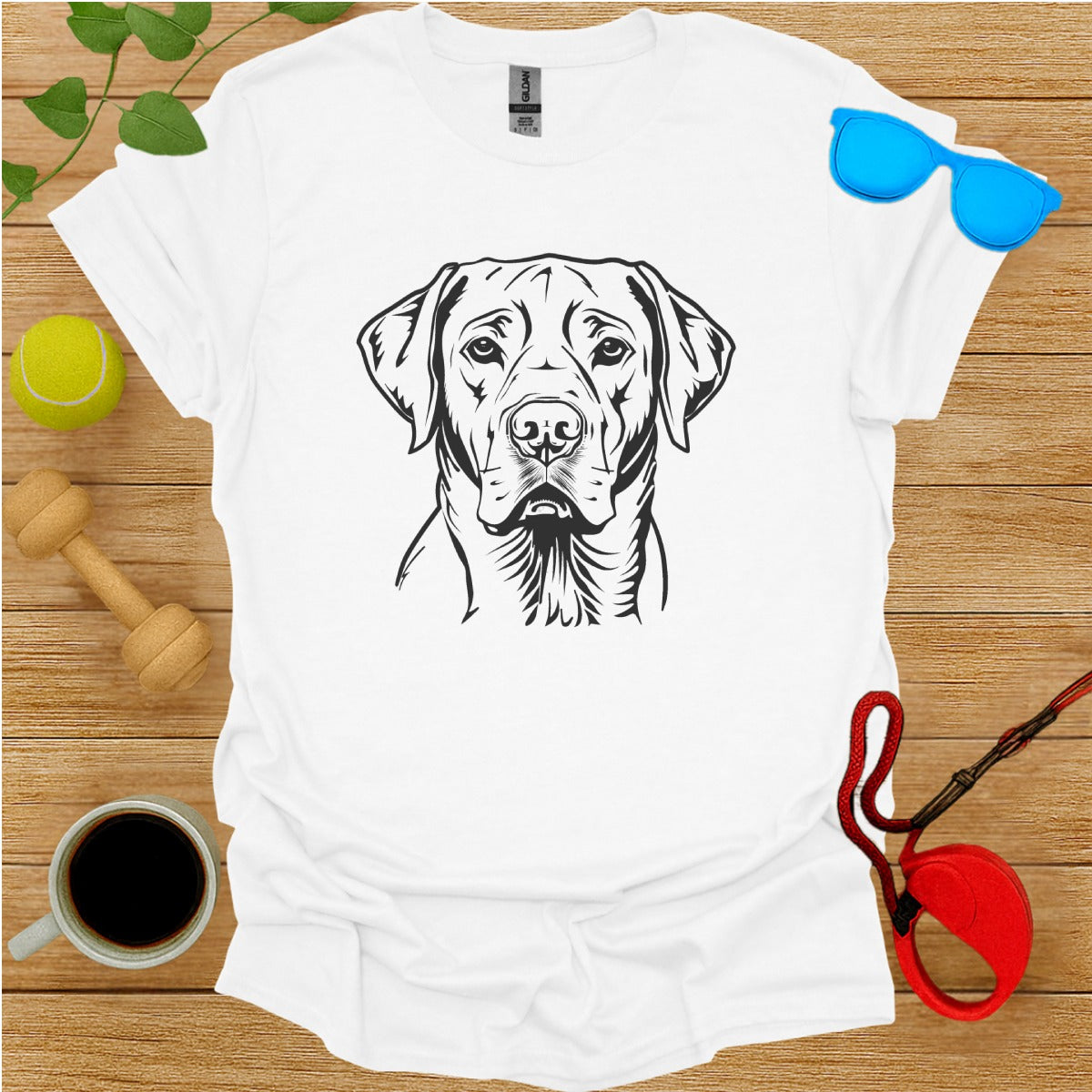 Dog Face Sketch Graphic White Tee-Shirt