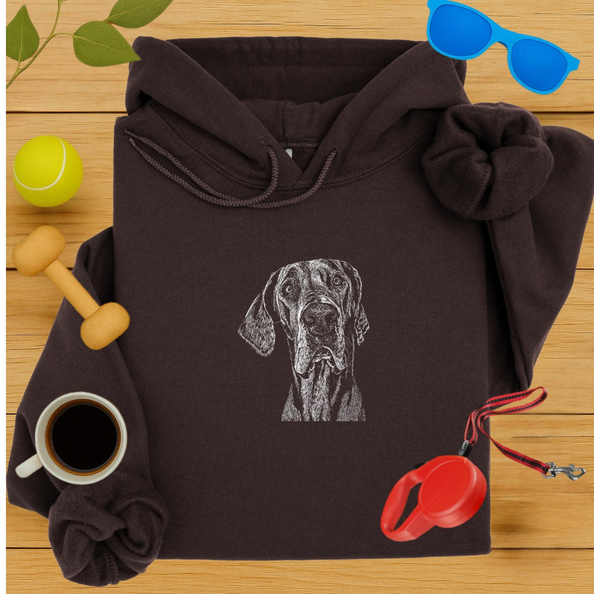 Cozy Hoodie with Detailed Dog Illustration Design