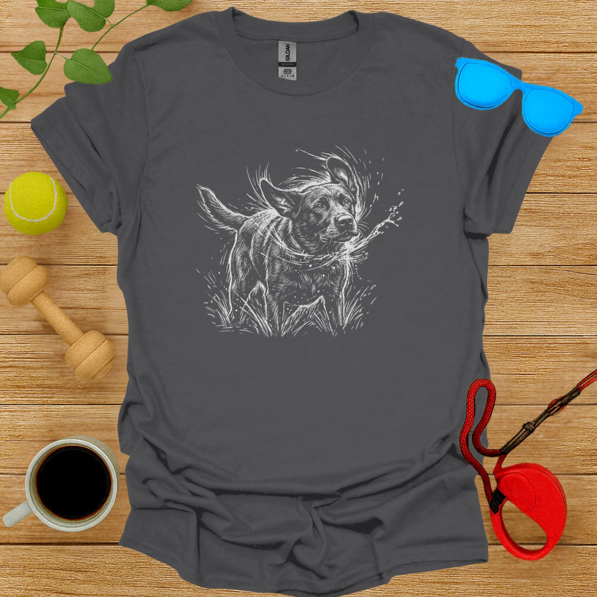 Playful Dog Graphic Print Design Unique Tee