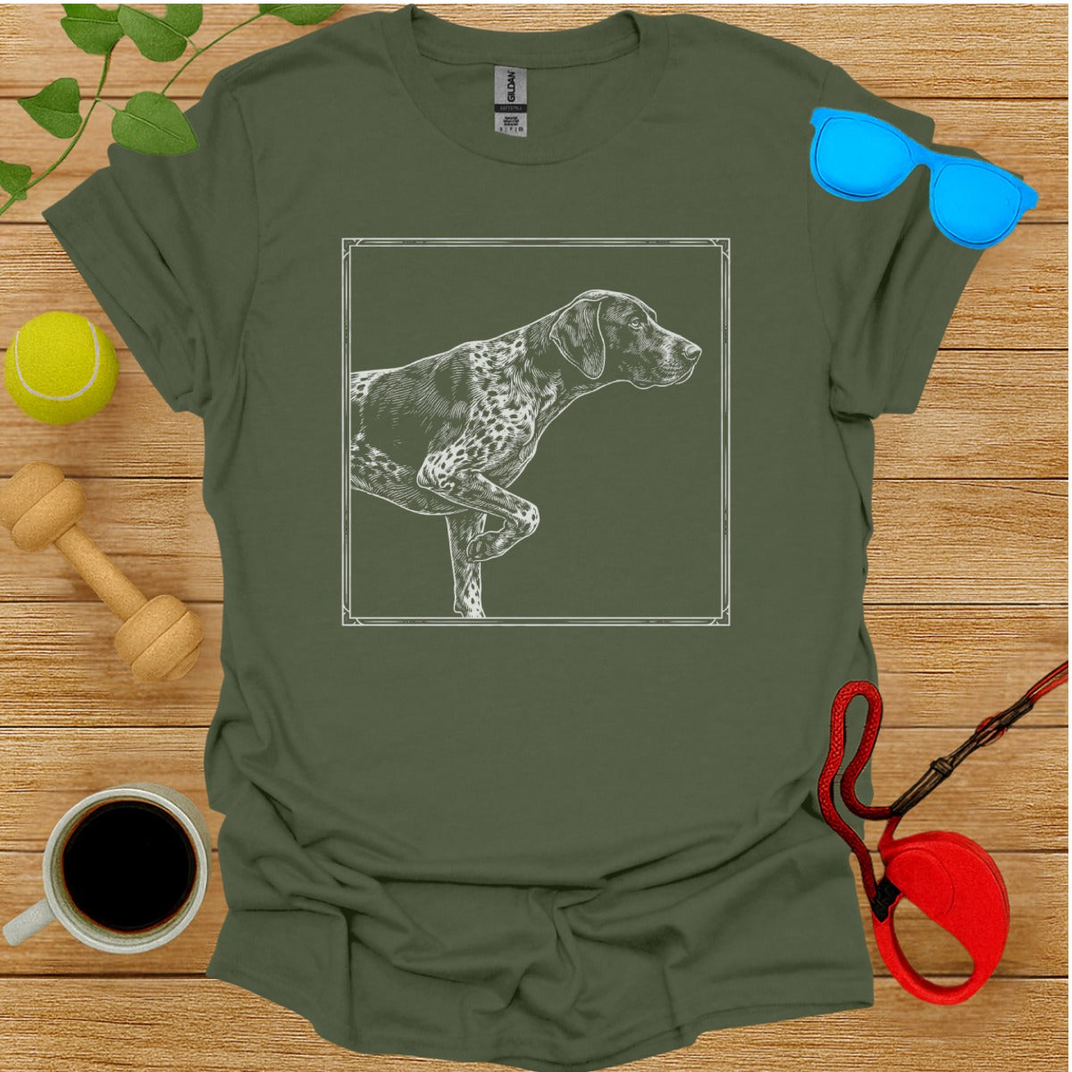 Pointer Dog in Square Design Graphic T-Shirt