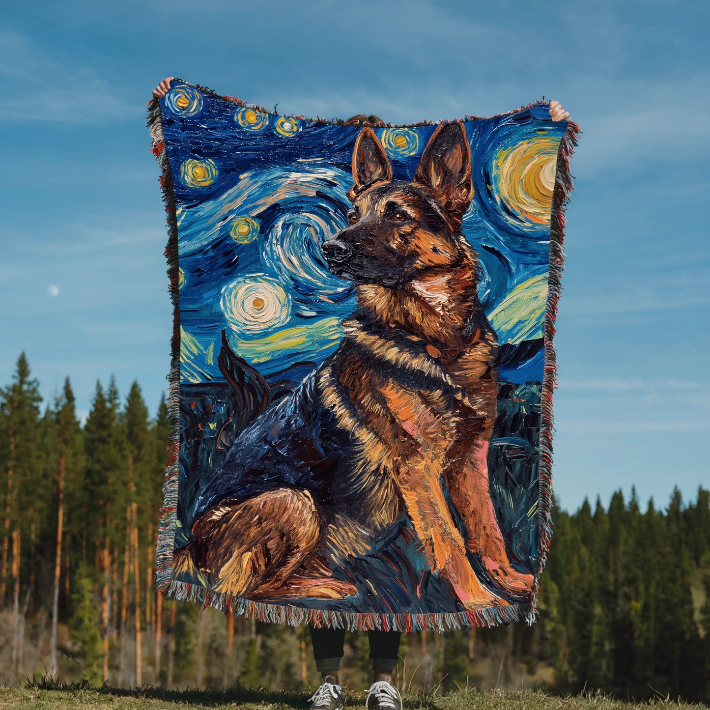 German Shepherd Van Gogh Woven Blanket-Critter Lane