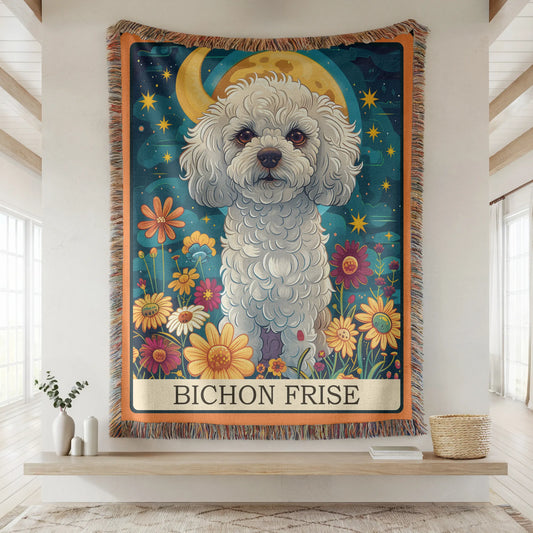 Bichon Frise Tarot Woven Blanket-Critter Lane