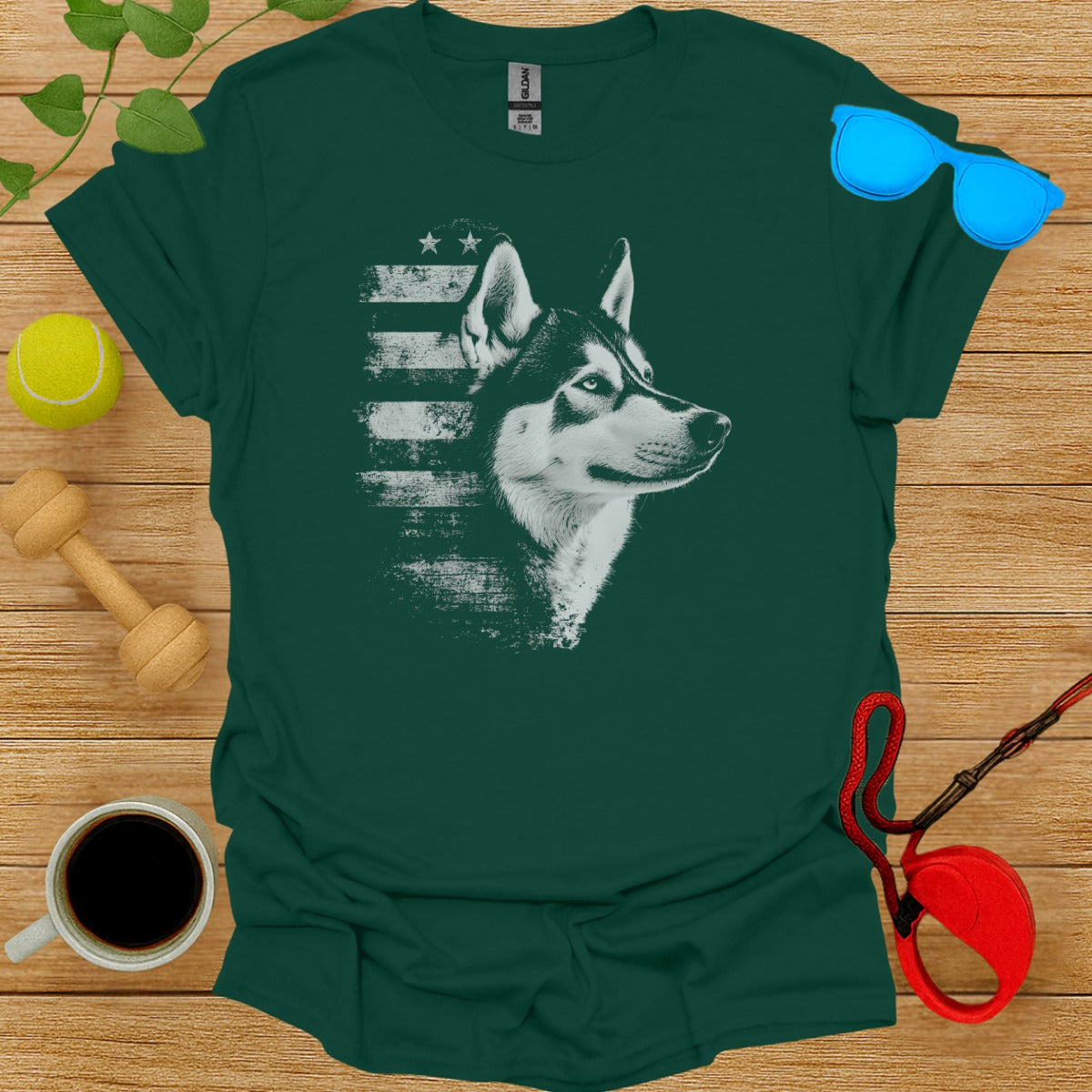 American Flag Husky Graphic Patriotic T-Shirt