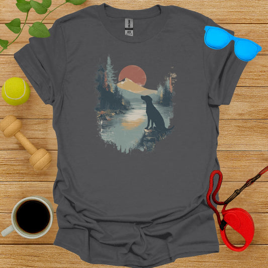 Sunset Dog Silhouette Graphic T-Shirt