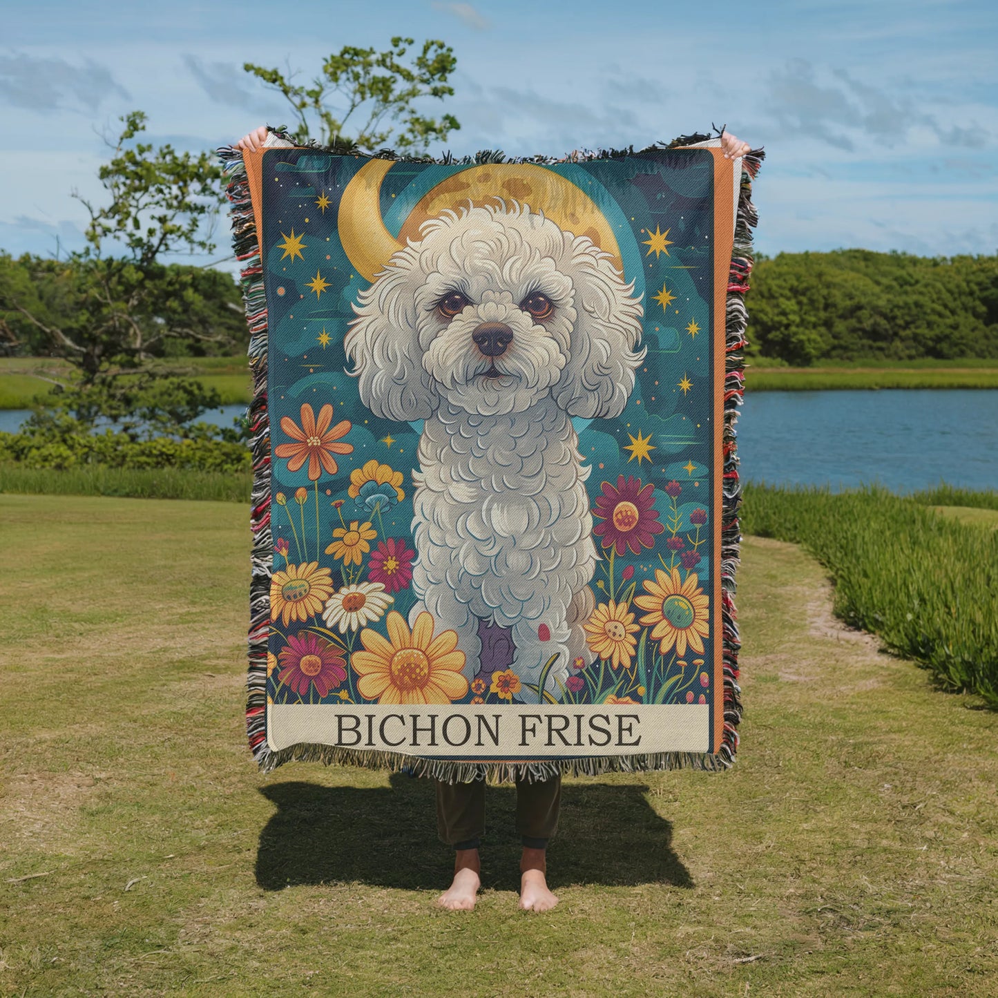 Bichon Frise Tarot Woven Blanket-Critter Lane