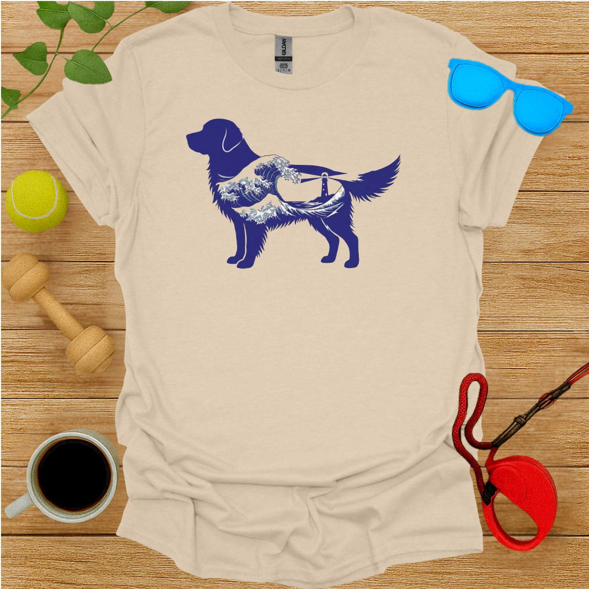 Dog with angel wings and lighthouse design shirt