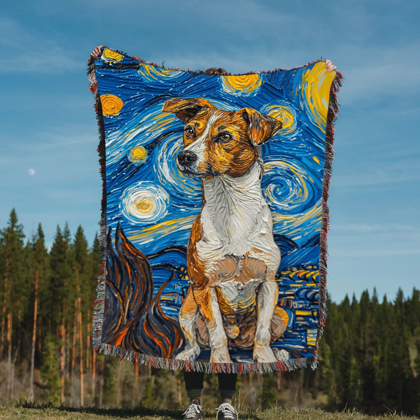 Jack Russell Starry Night Woven Blanket-Critter Lane