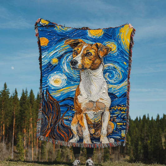 Jack Russell Starry Night Woven Blanket-Critter Lane