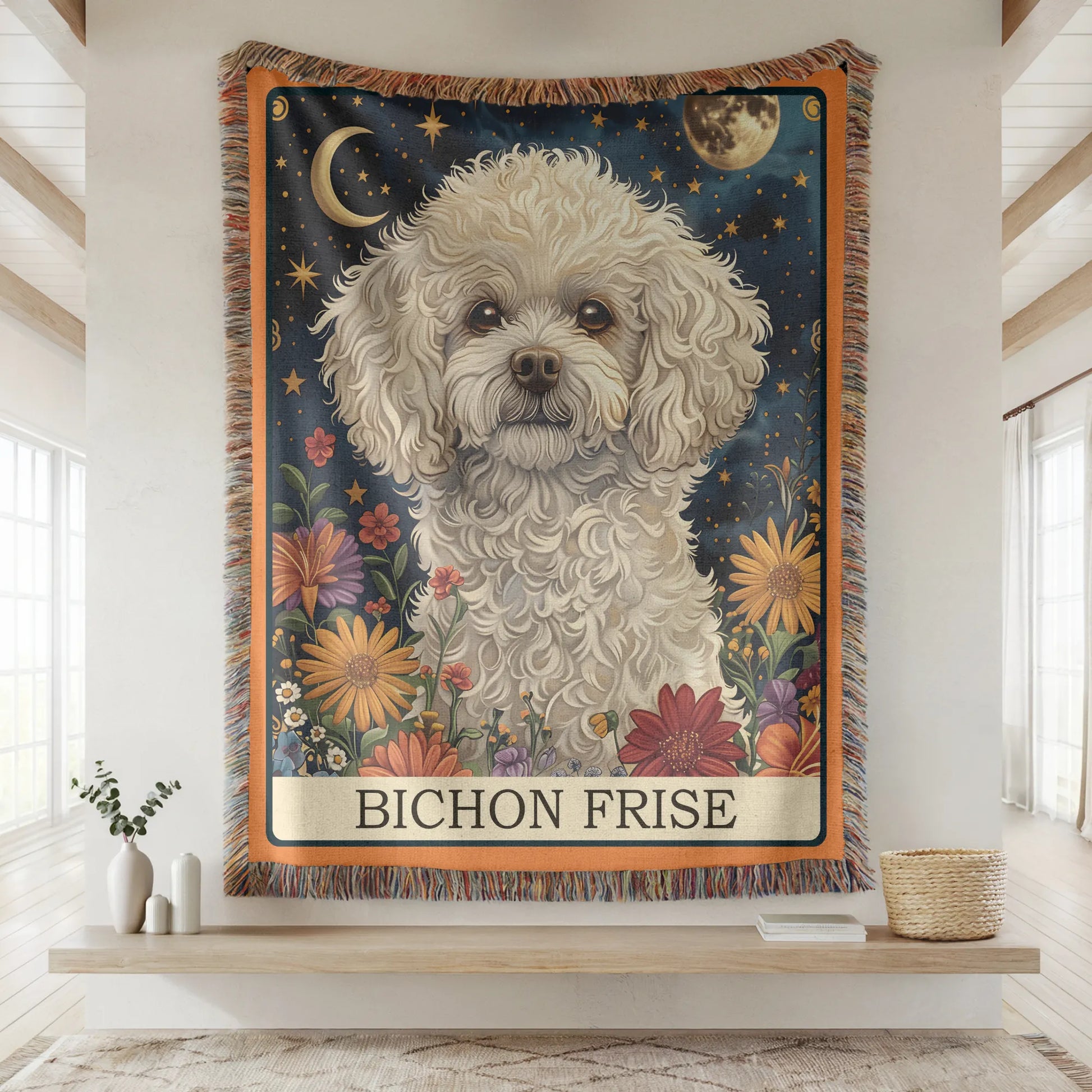 Bichon Frise Tarot Card Woven Blanket-Critter Lane