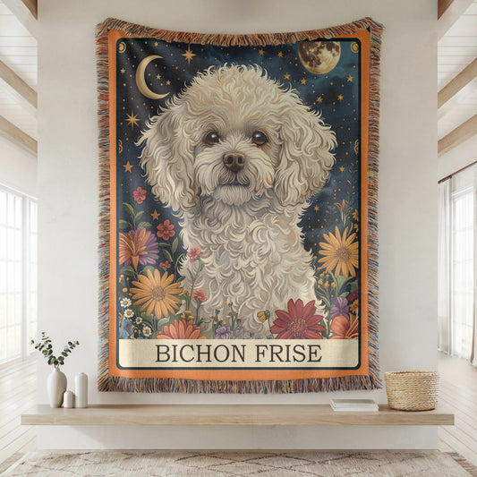 Bichon Frise Tarot Card Woven Blanket-Critter Lane