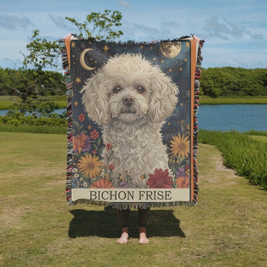 Bichon Frise Tarot Card Woven Blanket-Critter Lane