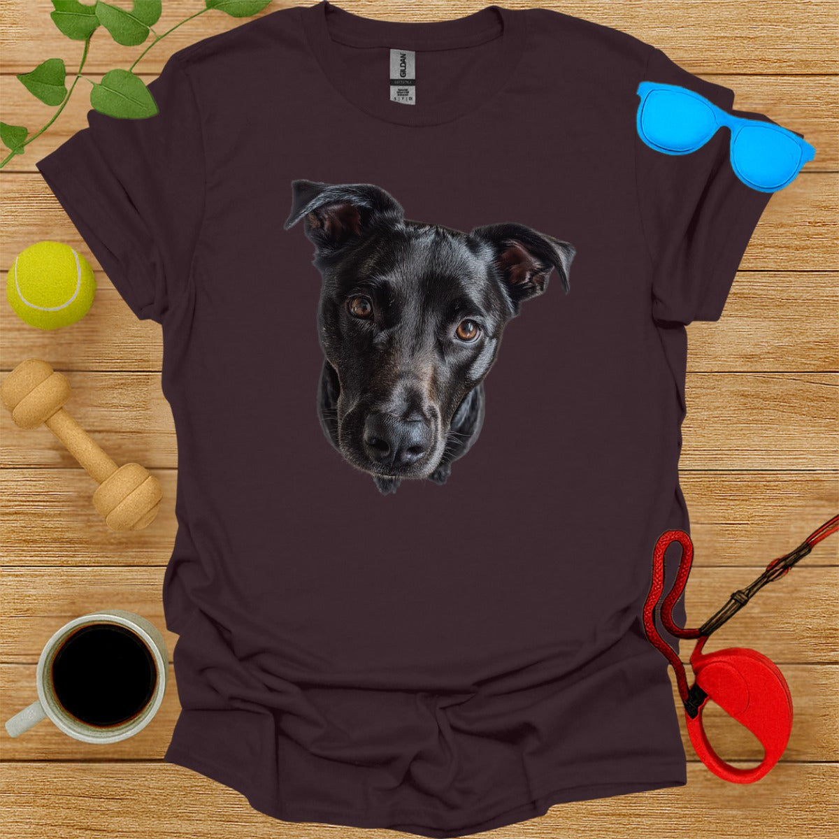 Cute Black Dog Face Graphic Print T-shirt Product