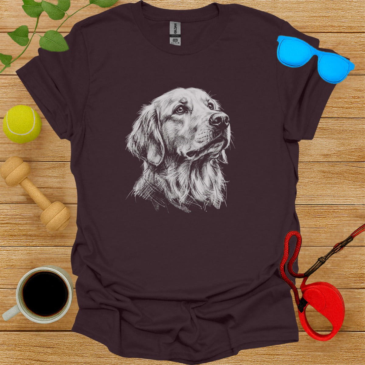 Golden Retriever Graphic Print Casual T-shirt