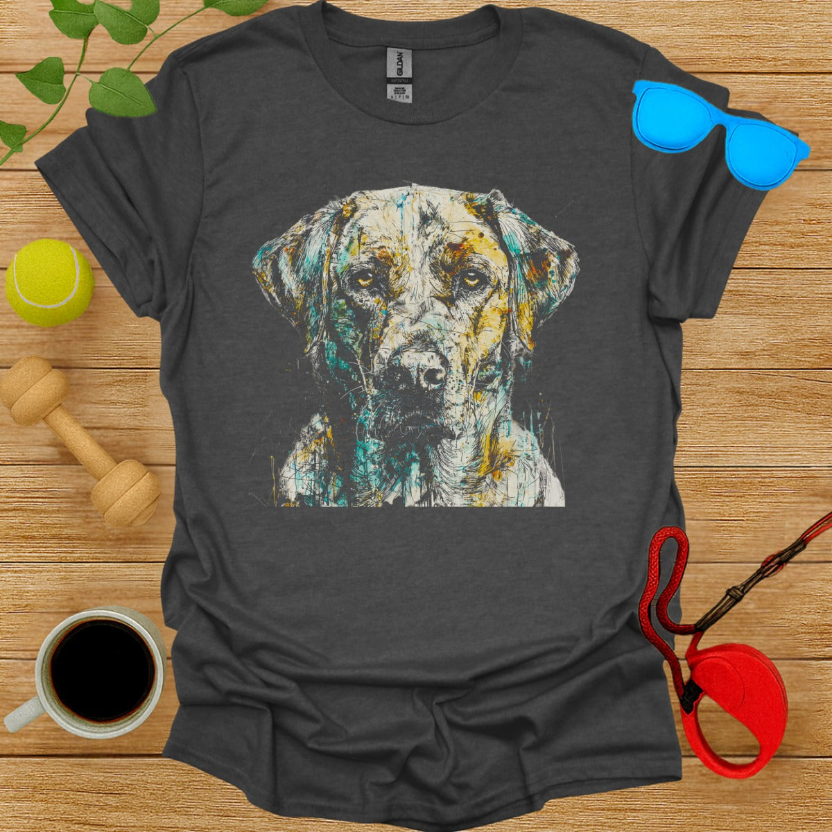 Colorful Abstract Dog Portrait Graphic Tee