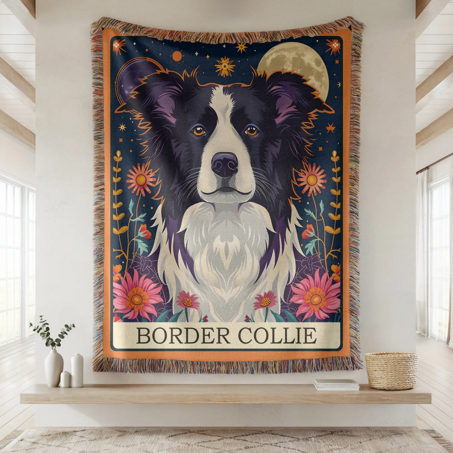 Border Collie Tarot Card Woven Blanket-Critter Lane