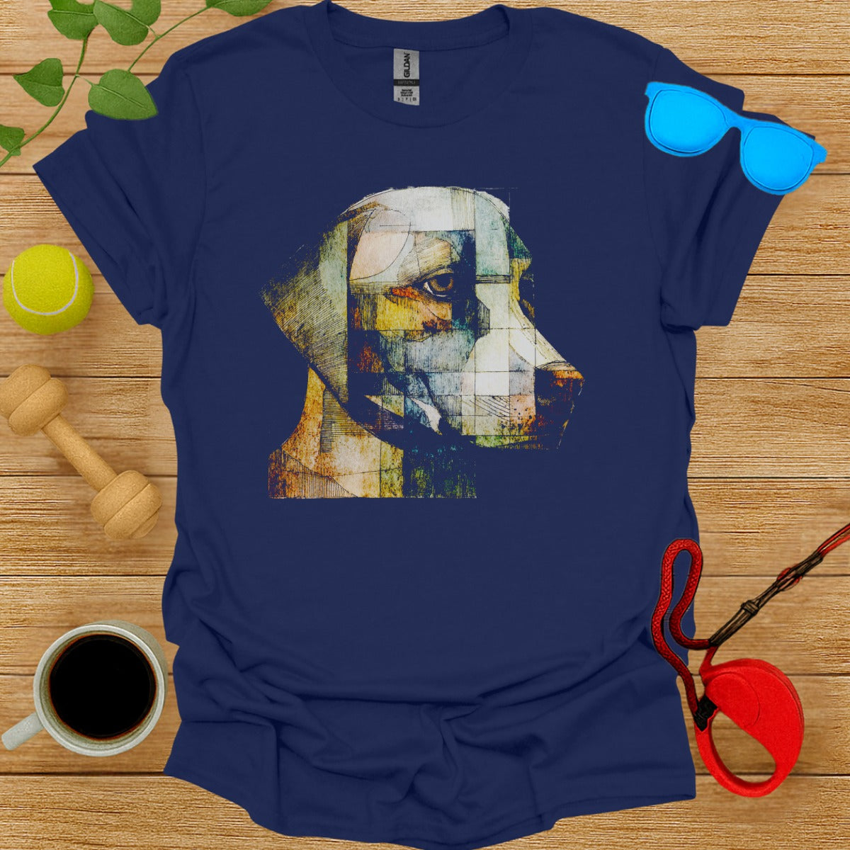 Abstract Geometric Dog Art Design T-shirt