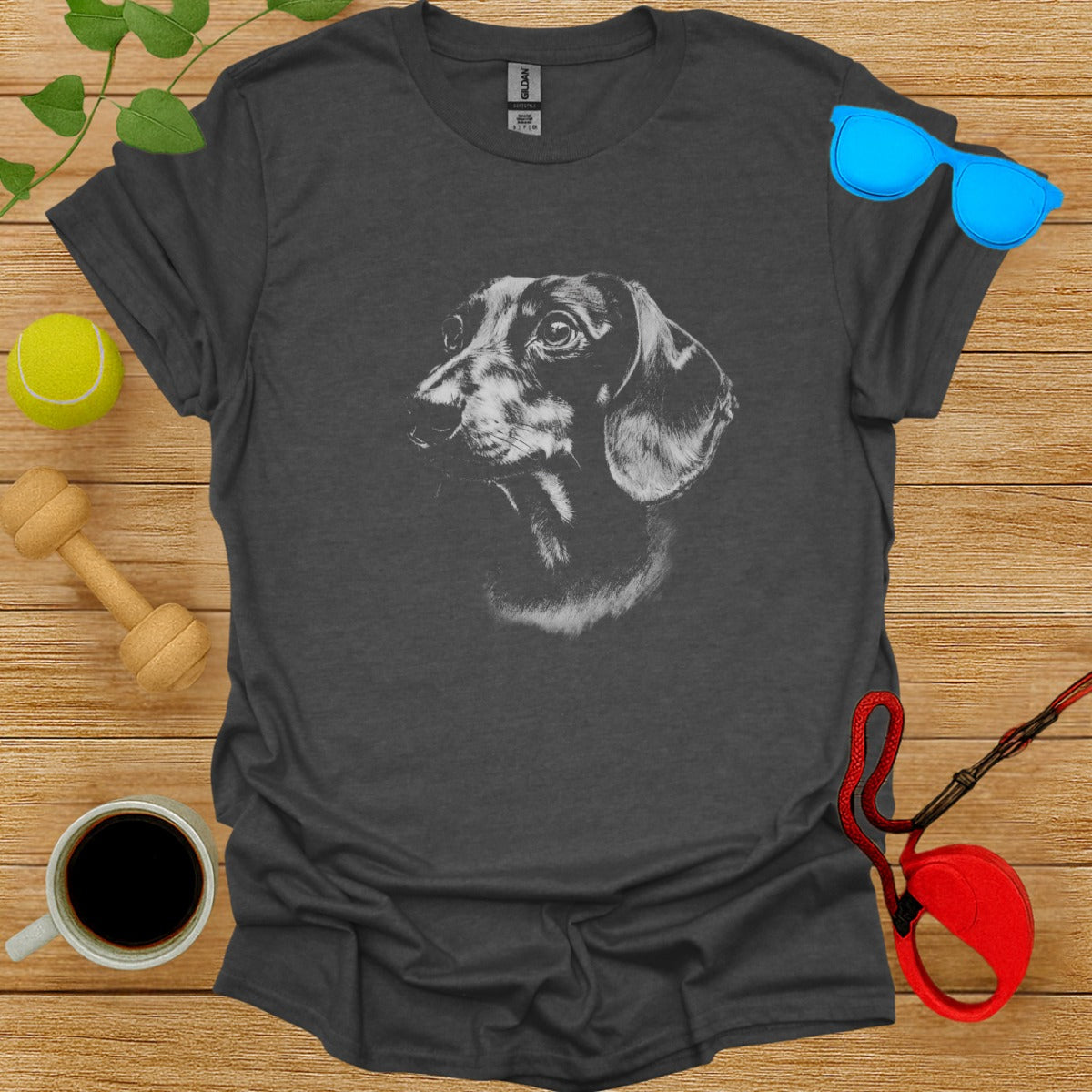 Dachshund Graphic Print Design Gray T-Shirt Product
