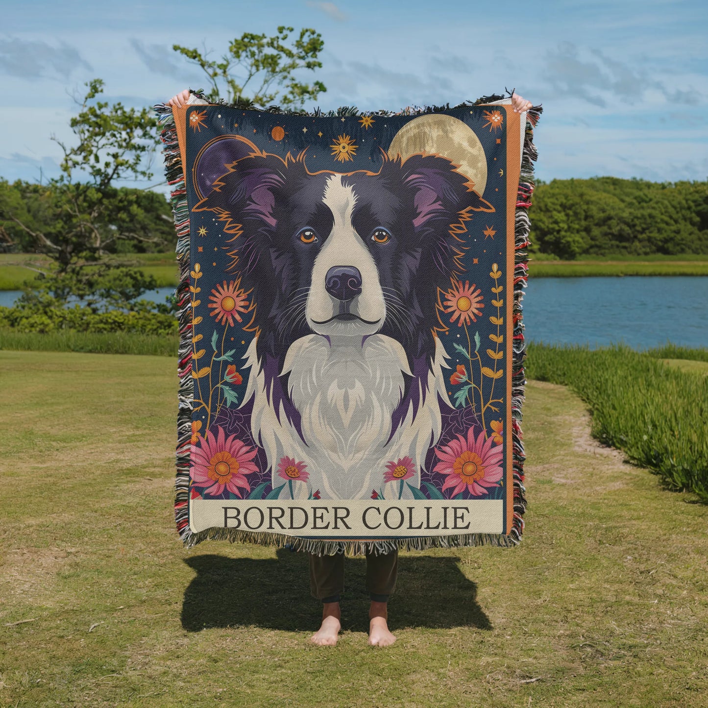 Border Collie Tarot Card Woven Blanket-Critter Lane