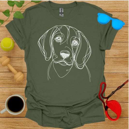 Adorable Dog Line Art Print on Green Shirt Product