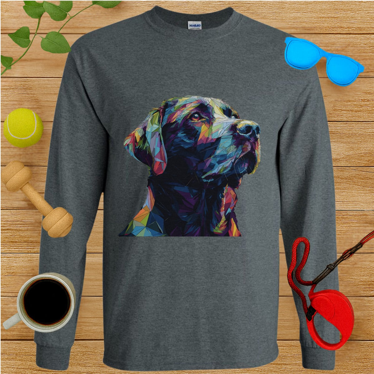 Colorful Dog Artwork Long Sleeve Shirt for Dog Lovers