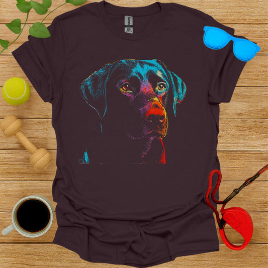 Colorful Dog Print Art on Dark Shirt product