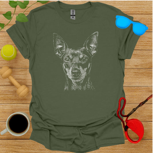 Dog Sketch Graphic Print Short Sleeve Shirt