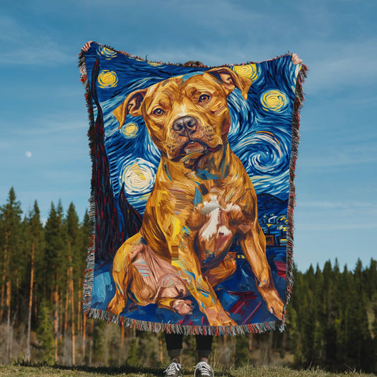 Pitbull Van Gogh Woven Blanket-Critter Lane