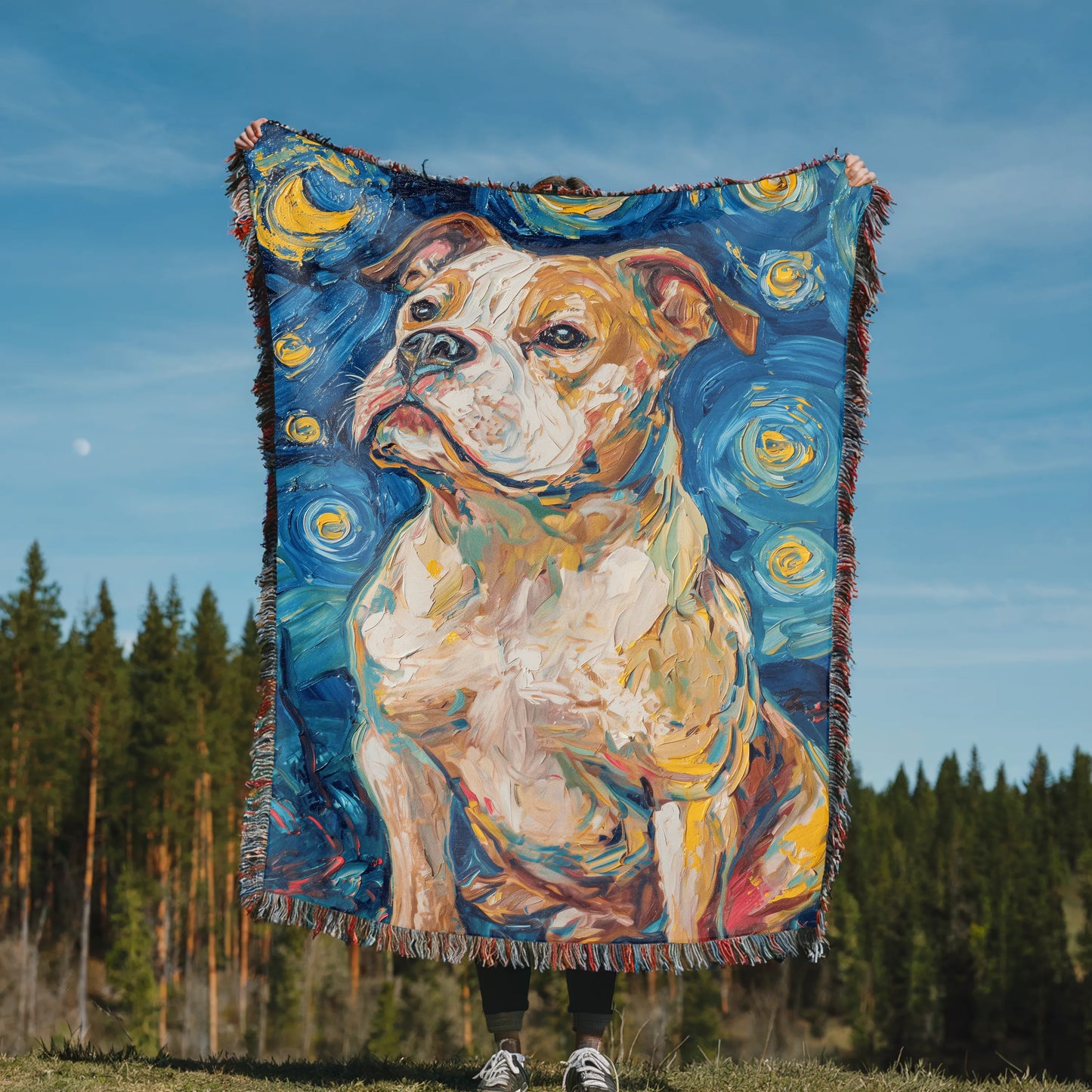 American Bulldog Starry Night Woven Blanket-Critter Lane