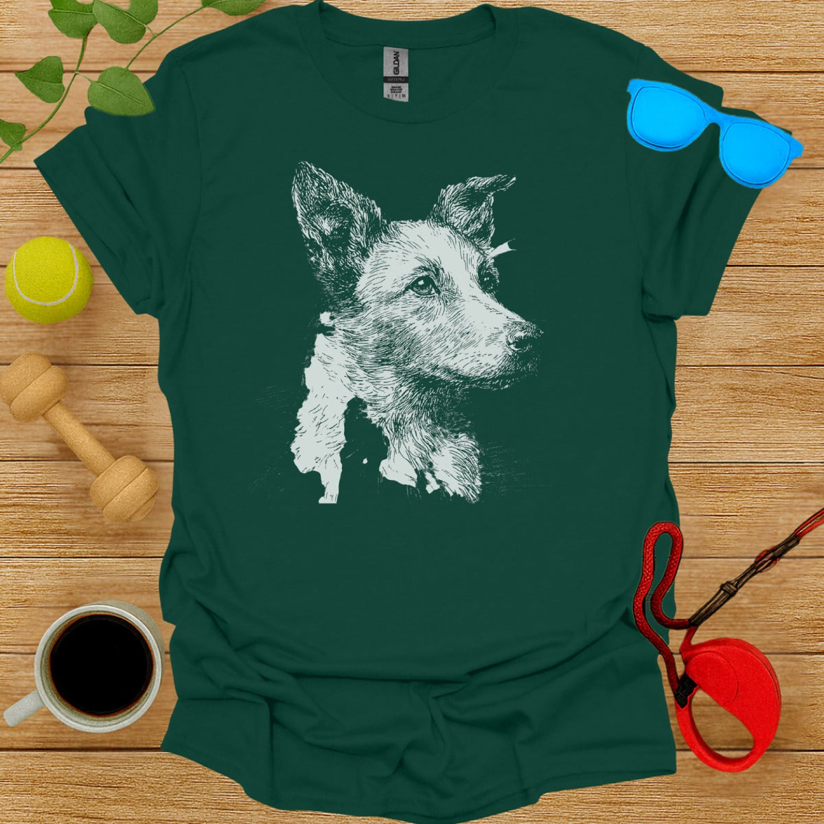 Stylish Dog Portrait Graphic T-Shirt