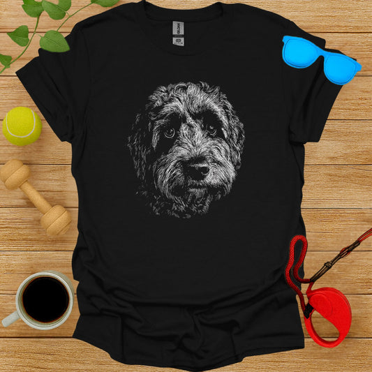Adorable Dog Face Graphic Black T-Shirt product