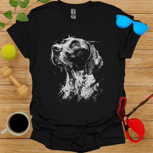 Artistic Dog Illustration on Black T-Shirt