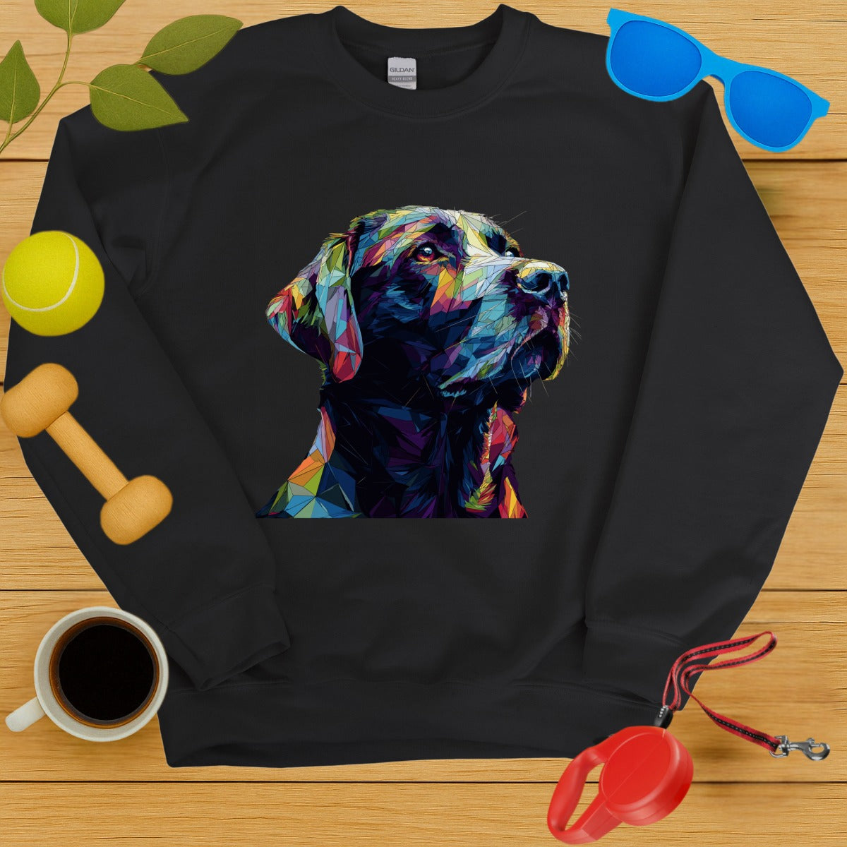 Colorful Geometric Dog Print Stylish Sweatshirt