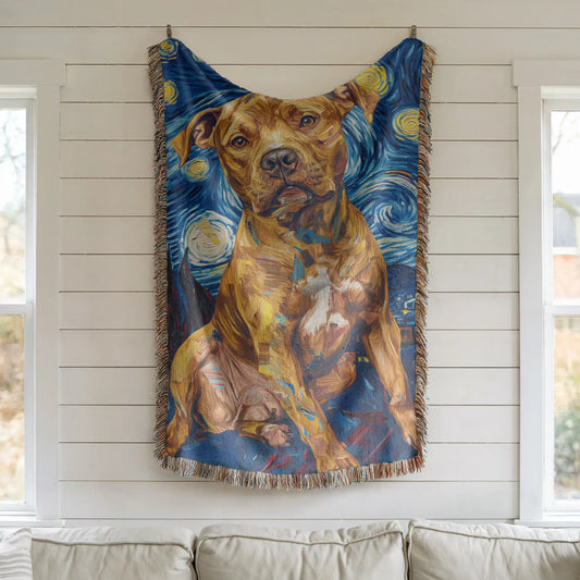 Pitbull Van Gogh Woven Blanket-Critter Lane