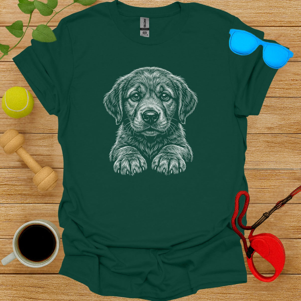 Adorable Puppy Graphic Print on Premium Tee