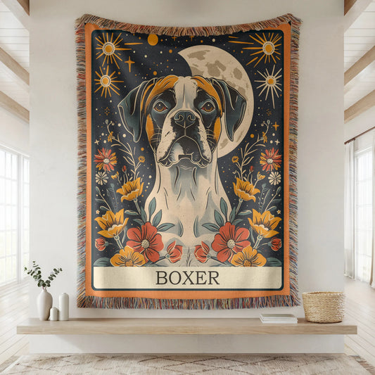 Boxer Tarot Card Woven Blanket-Critter Lane