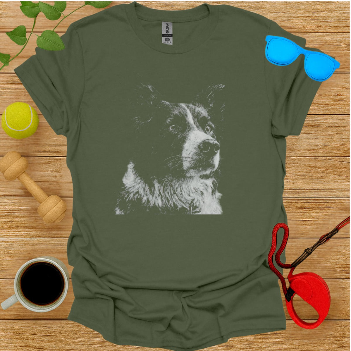 Thoughtful Border Collie Graphic T-shirt