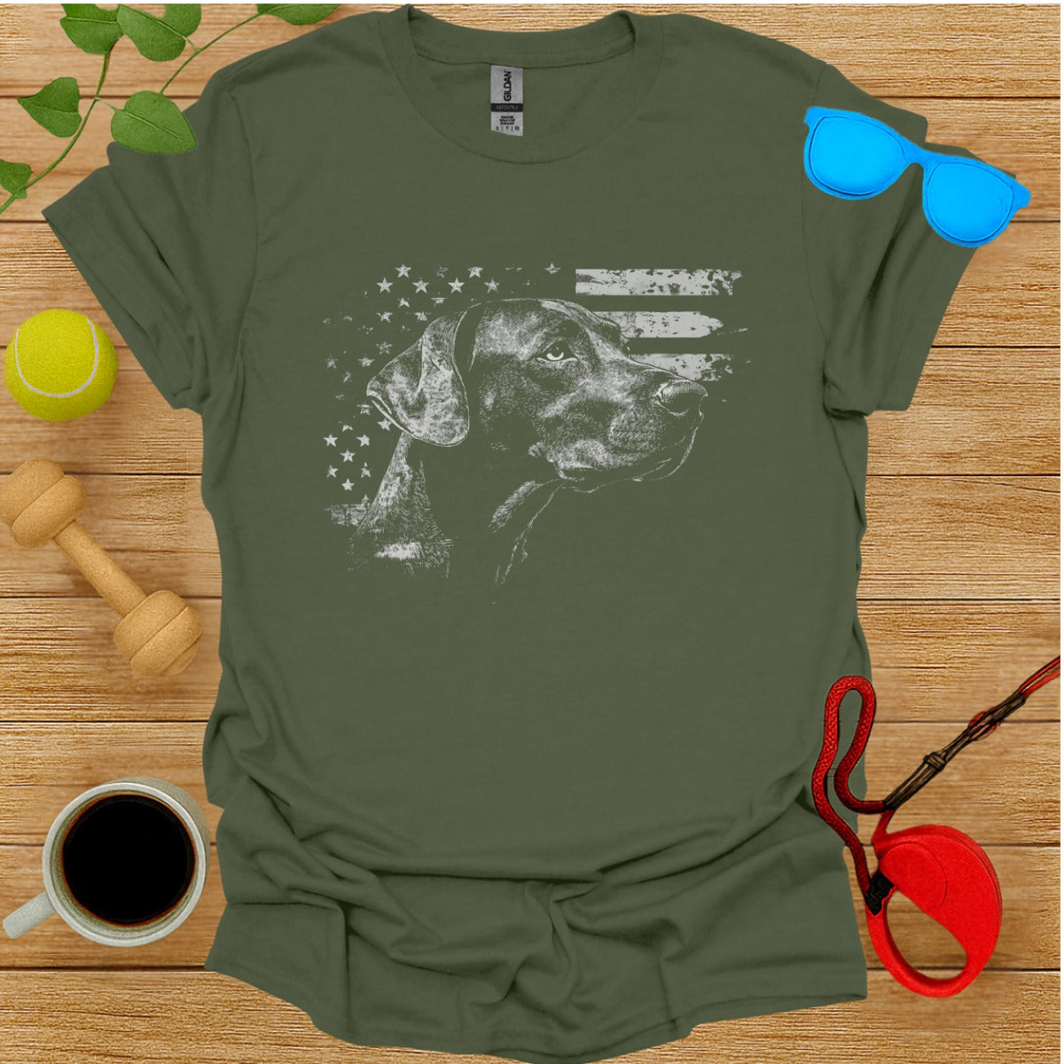 Patriotic Dog Silhouette Graphic Men's T-Shirt