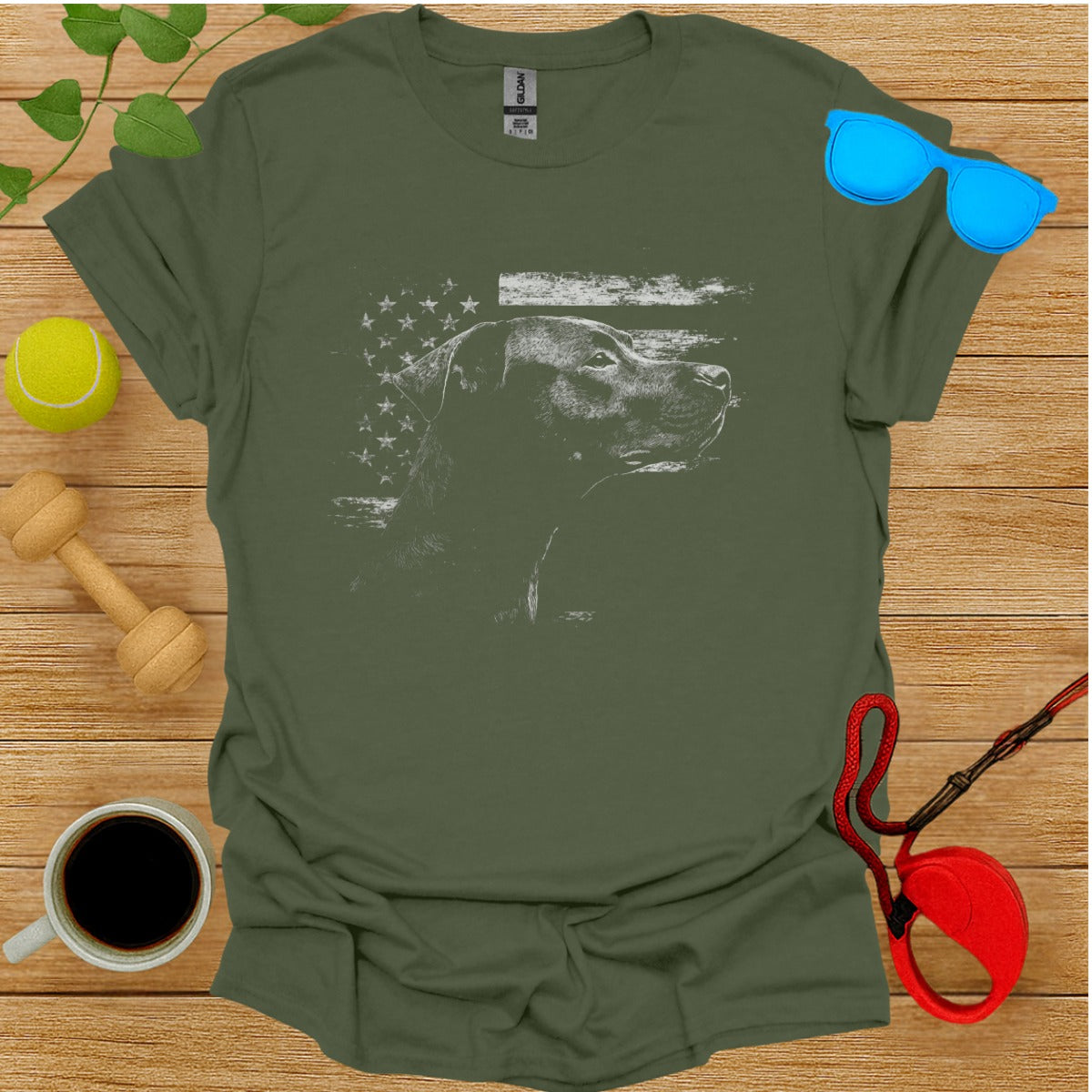 American Flag Dog Graphic T-Shirt for Pet Lovers