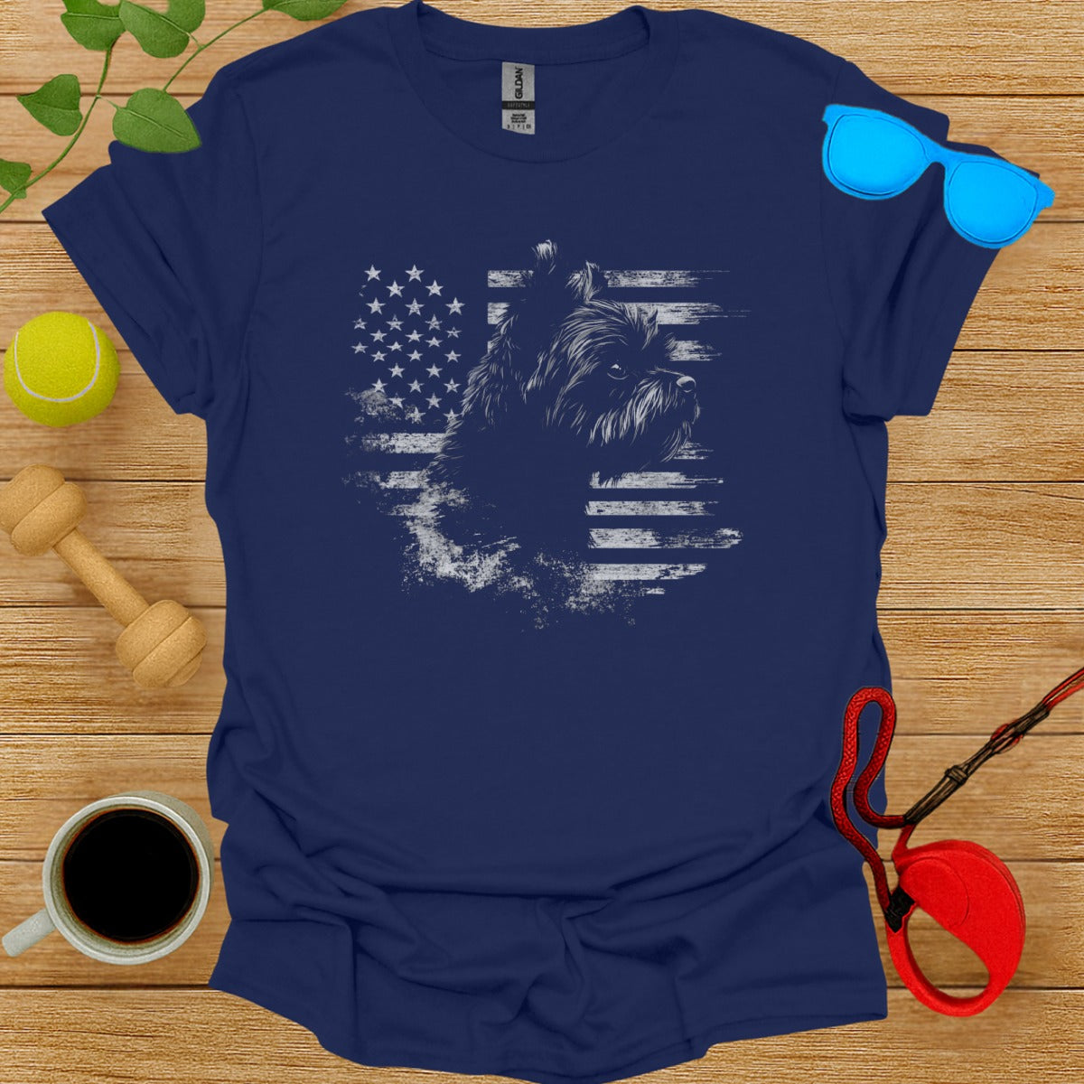 American Flag Dog Silhouette USA Patriotic T-Shirt