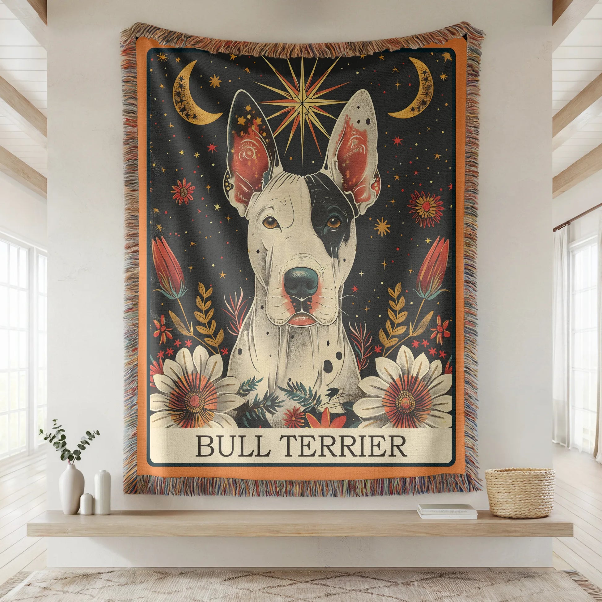 Bull Terrier Tarot Card Woven Blanket-Critter Lane
