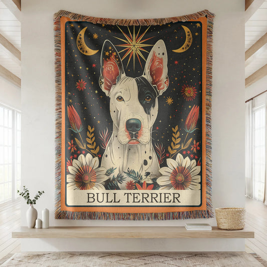 Bull Terrier Tarot Card Woven Blanket-Critter Lane