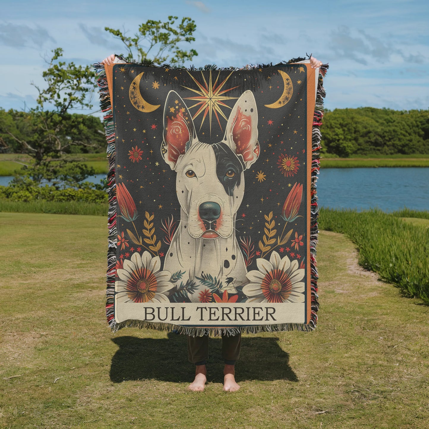 Bull Terrier Tarot Card Woven Blanket-Critter Lane