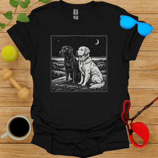 Labrador Retrievers Under Moonlight Graphic T-Shirt