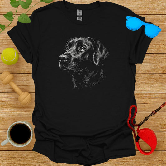 Labrador Head Artwork on Black T-shirt