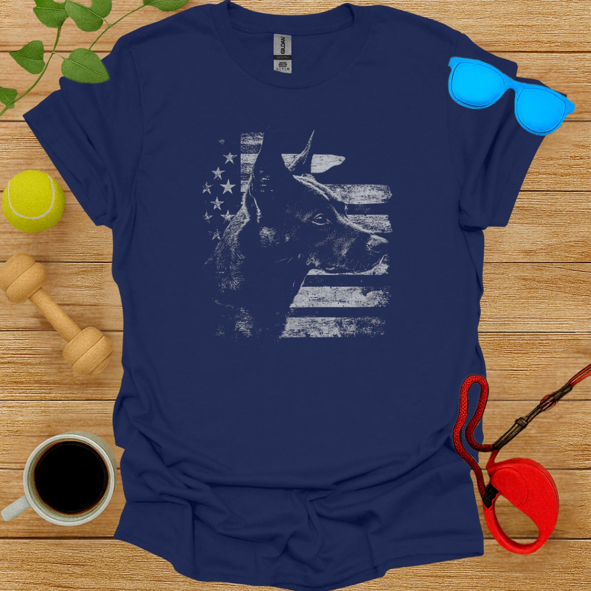American Flag Dog Graphic Tee for Patriotic Style